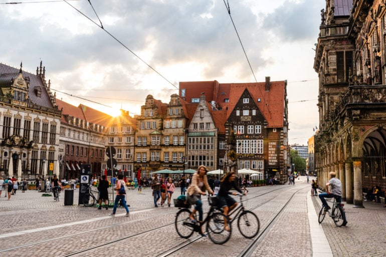 Things to do in Bremen: Visiting its historical centre of the medieval city while sunset