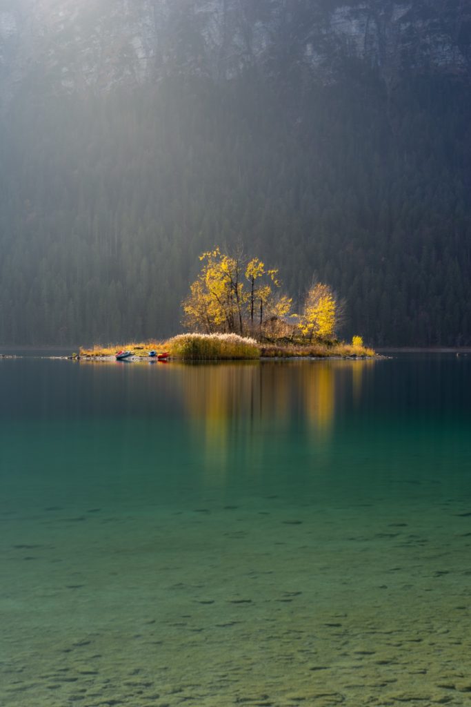 Small island in the Eibsee in Bavaria