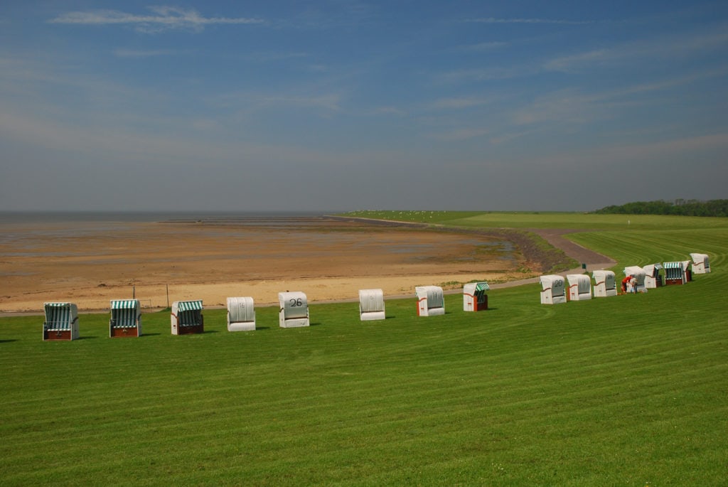 Beach chairs at the beach of Nordstrand