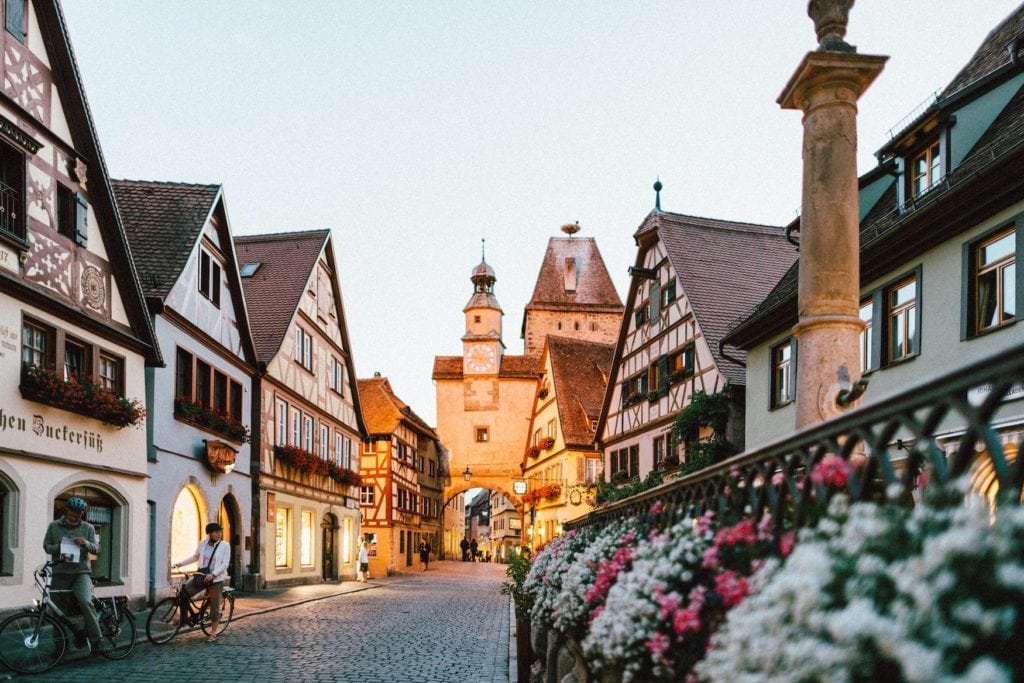 Original German old town in Rothenburg ob der Tauber.