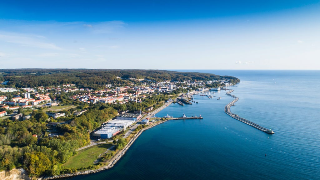 Rügen from above with a view of Sassnitz
