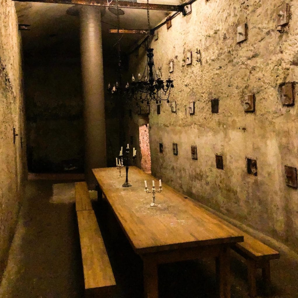 Basement view with table and candles. Old town beer is served here