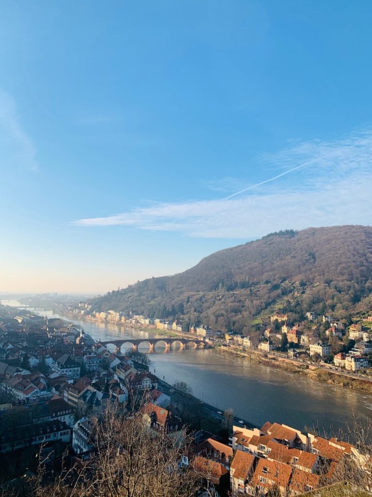 Sunny view of Heidelberg during a hiking tour in Baden-Württemberg