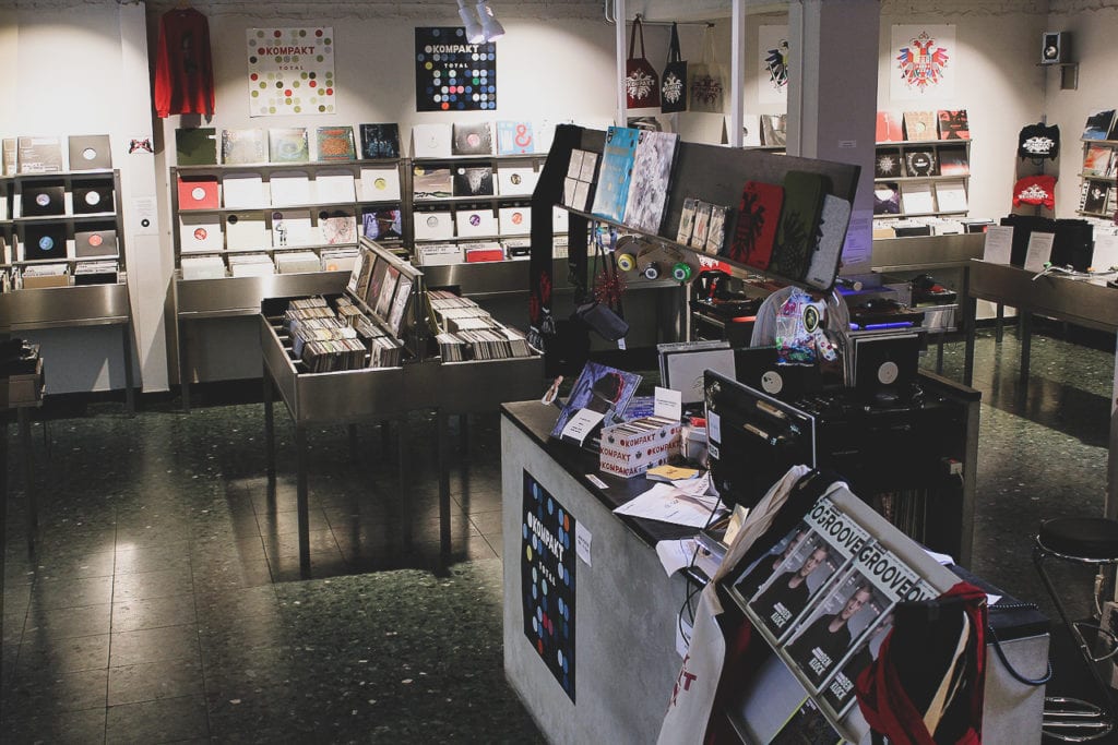 Interior of Kompakt record store in Cologne