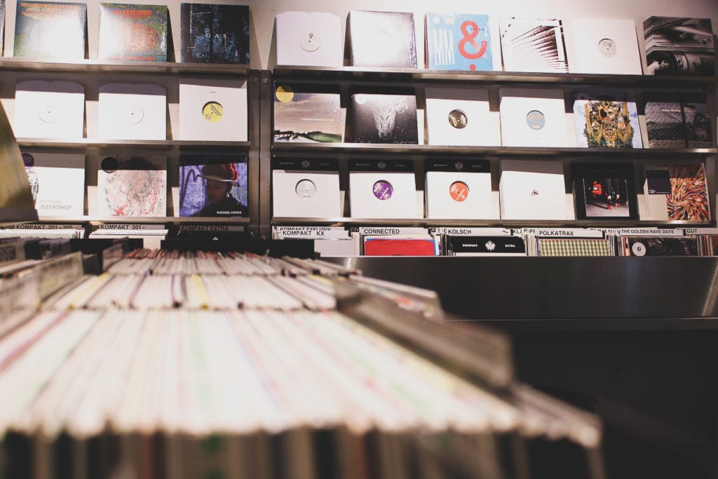 Disc shelf in record store