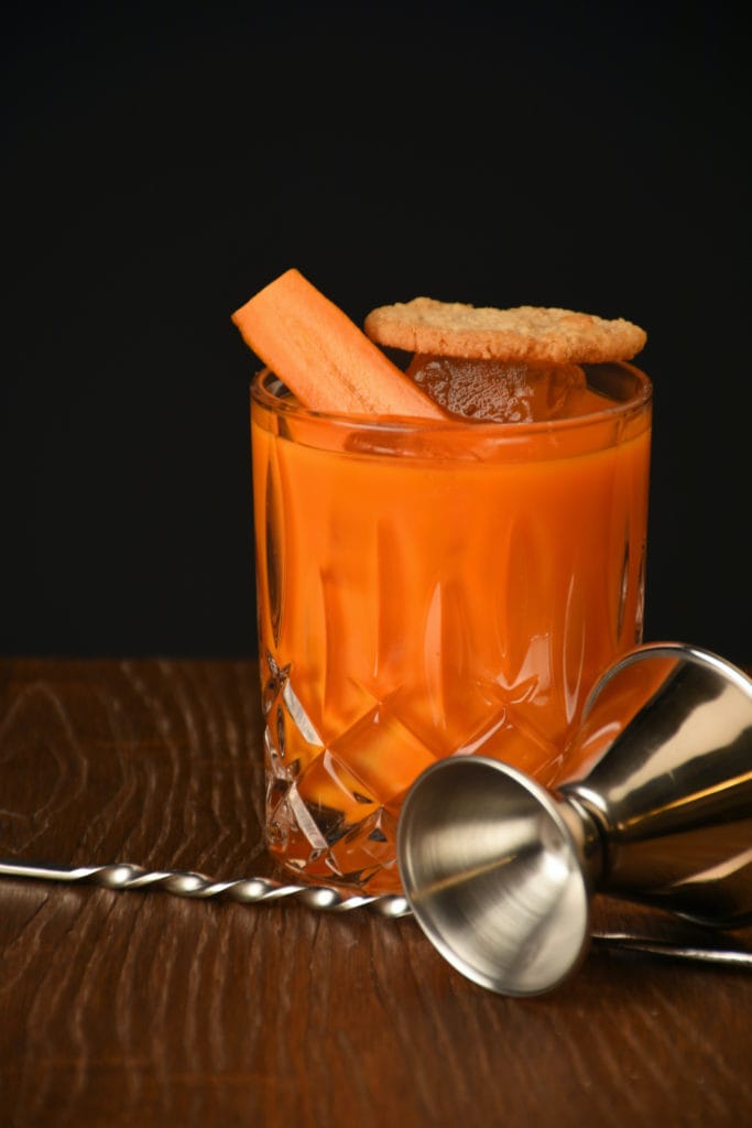 Alcohol-free carrot cocktail in a bar in Berlin