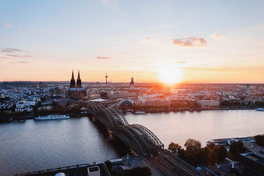 Skyline of Cologne and its famous cathedral, which is one of the most popular sightseeing spots in Germany