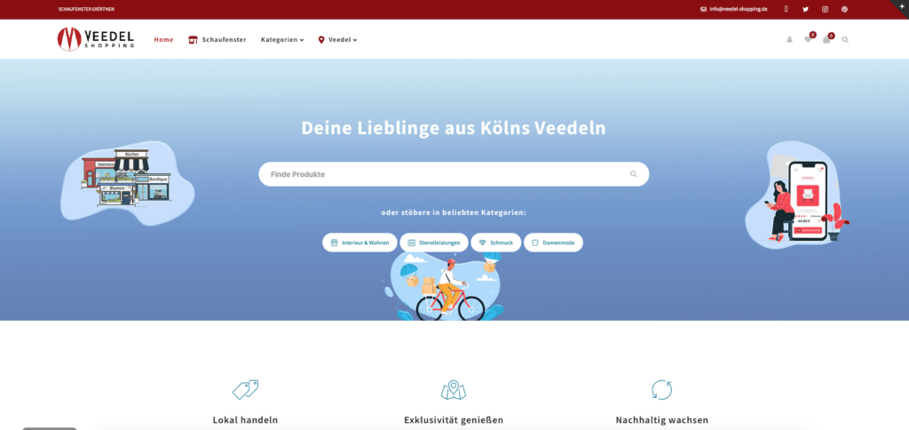 Screenshot of the Website "Veedelshoping"