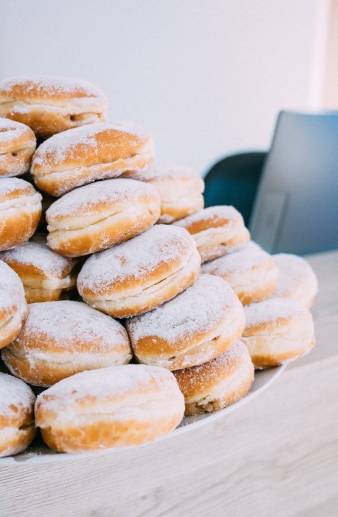 Berlin doughnuts with icing sugar