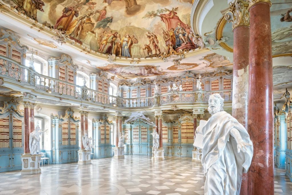 Definitely one of the most instagrammable places in Germany: the Rococo library in Bad Schussenried