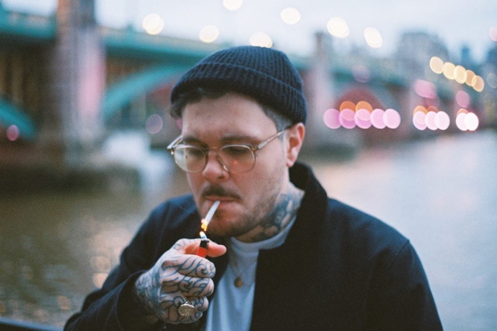 Man smoking on the street in Germany