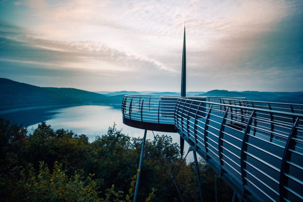 Biggeseeblick viewing platform is part of a beautiful bike path in Western Germany