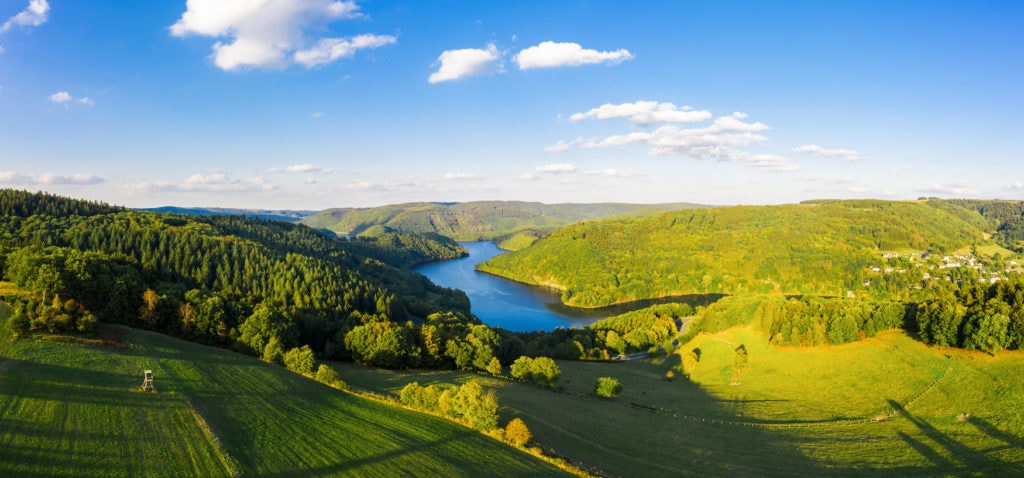 View of the Rursee in the Eifel region