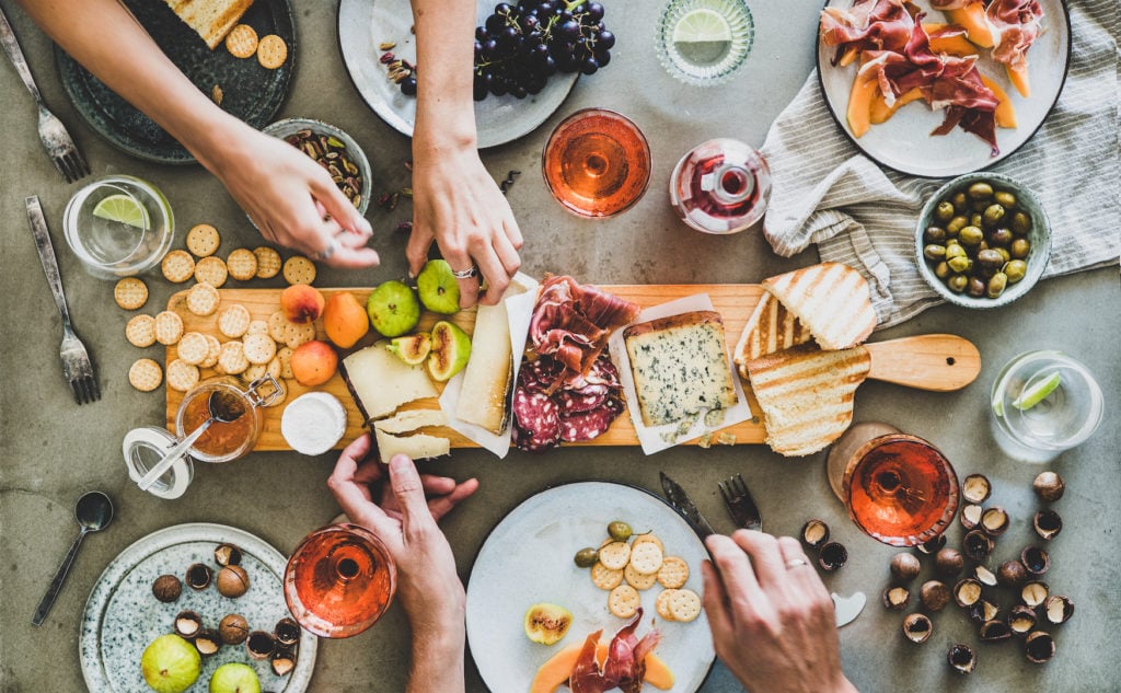 Snack: cheese and sausage platter