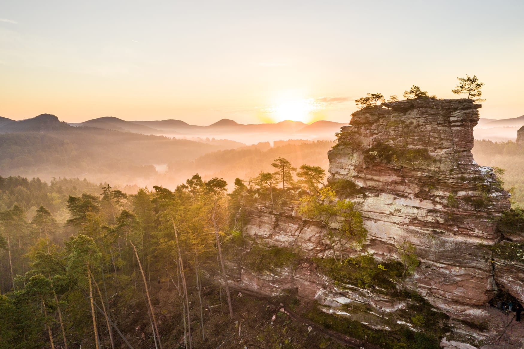Der Lämmerfelsen in Rheinland-Pfalz bei Sonnenuntergang