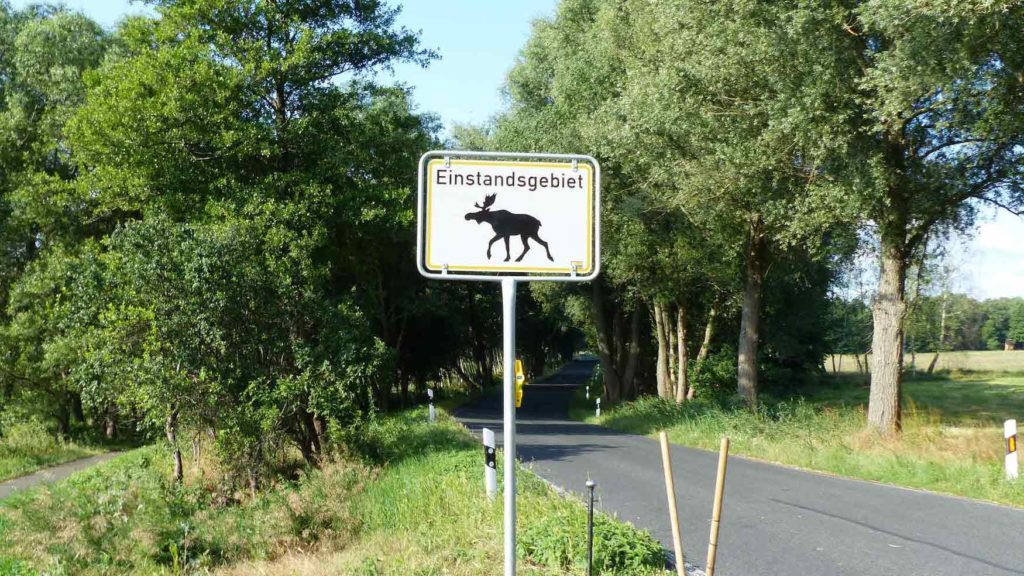 Elk Bert traffic sign in Brandenburg