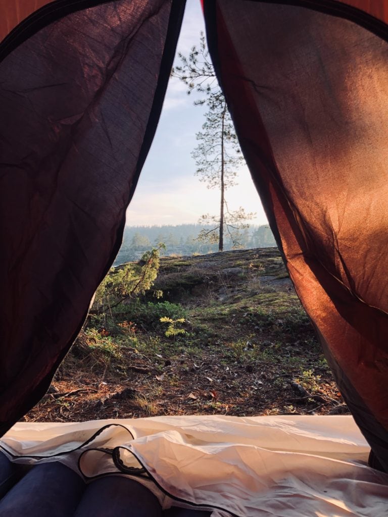 View from a tent of landscape in Hesse, Germany