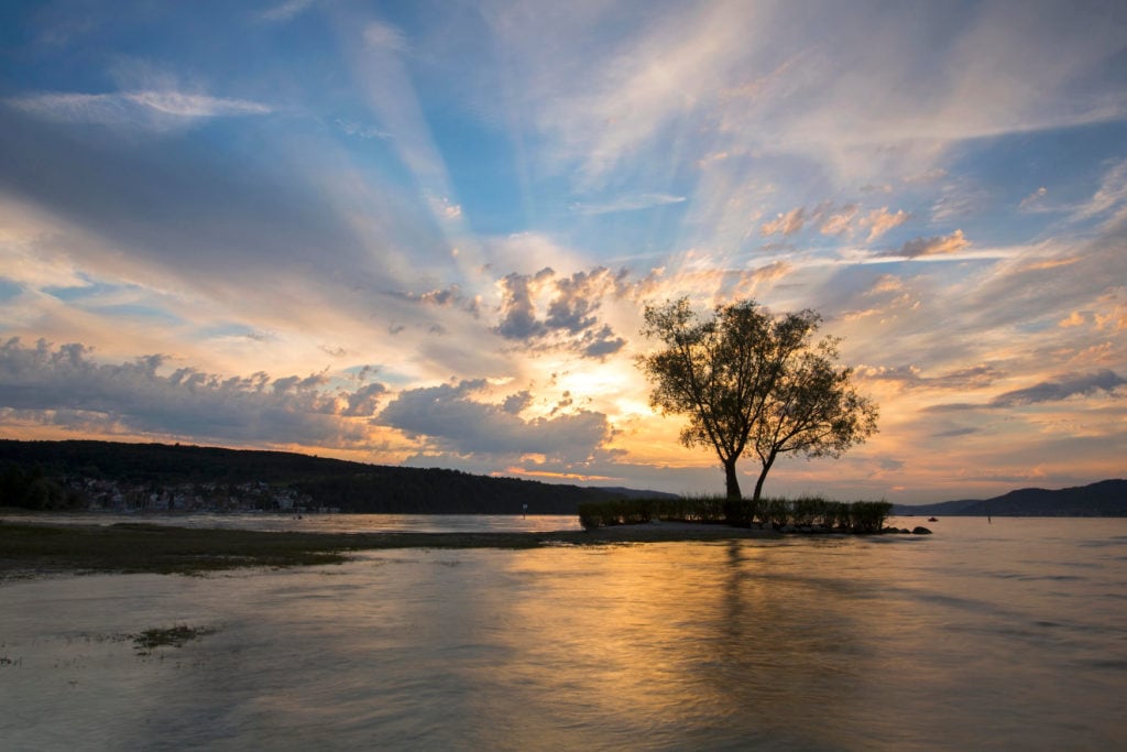 Sonnenuntergang auf dem Campingplatz Klappenhorn am Bodensee