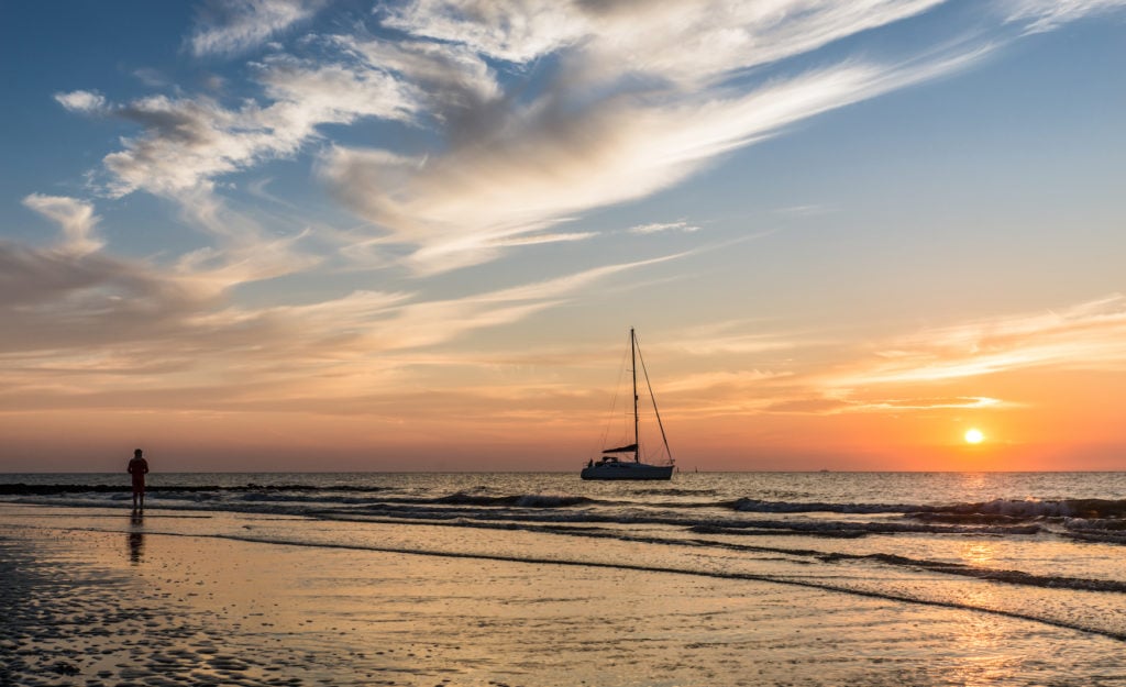 Sunset on Norderney, an island in Germany