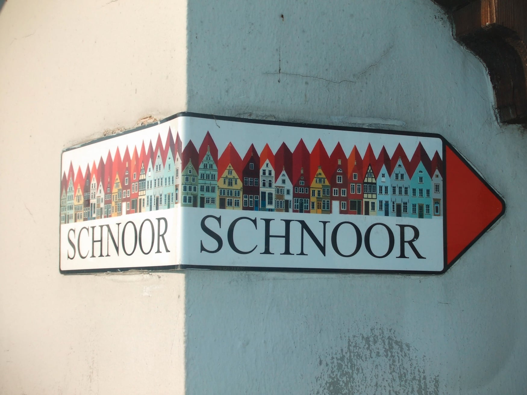 Schnorr signpost in the old town of Bremen