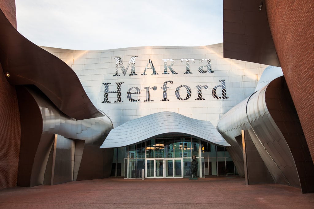 Exterior façade and main entrance at Museum Marta Herford