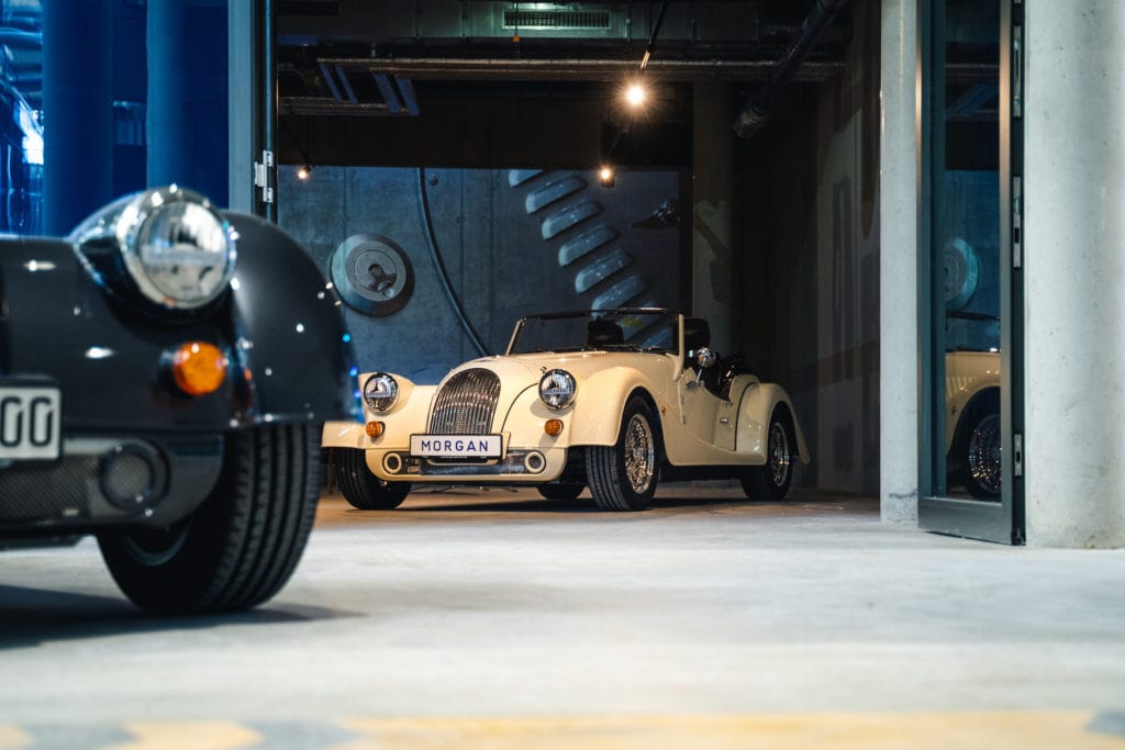 Bright yellow Morgan Oldtimer at Motorworld in Munich