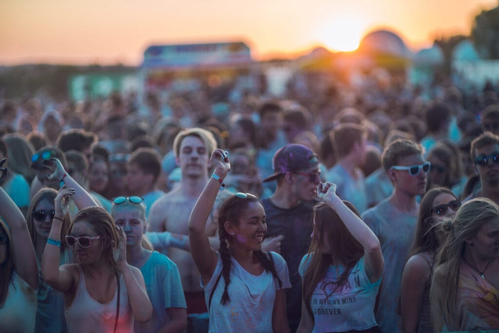 Crowd in front of a stage on a festival in Bad Aibling