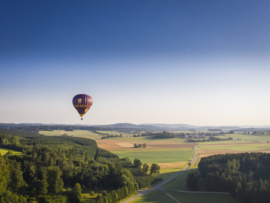 Balloon flight above the Swabian Alb in Southern Germany