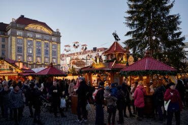 Christmas market in Dresden by night