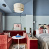 Playful hotel room in modern retro style