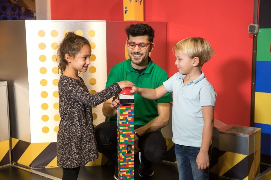 Children play with Lego at the Legoland Discovery Centre in Oberhausen