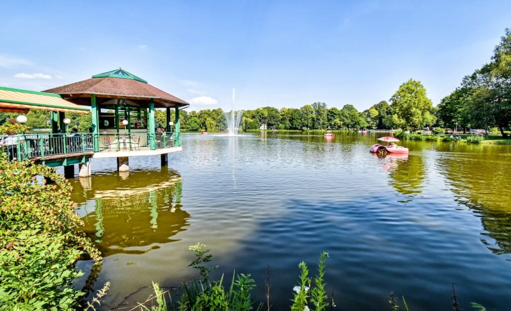Pond "Schlossteich" in Saxony city of Chemnitz in Germany