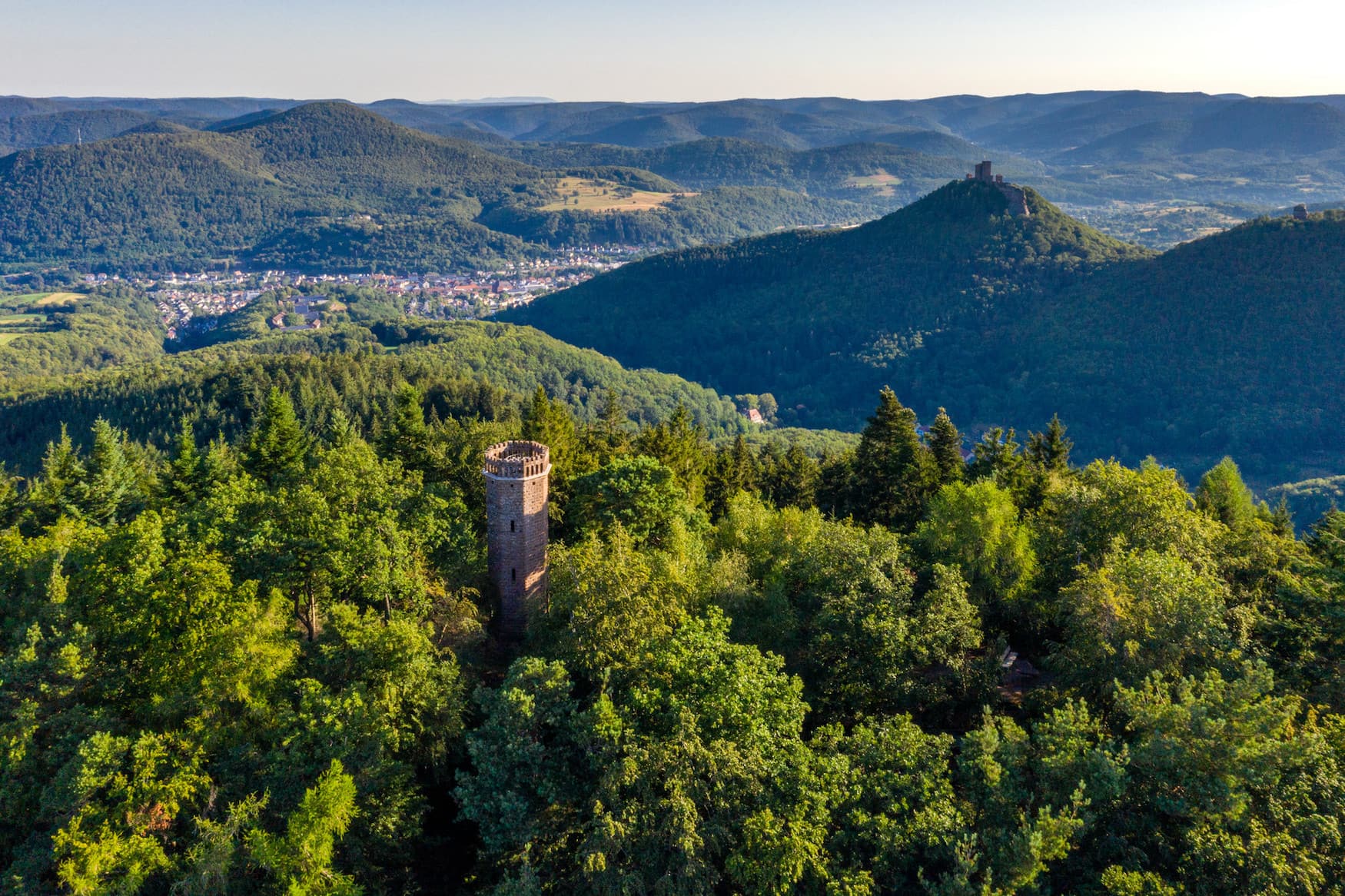 Rehberg Tower in the Palatinate from a bird's eye view