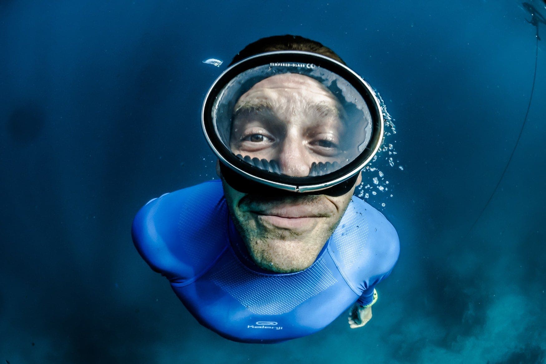 Diver with large goggles