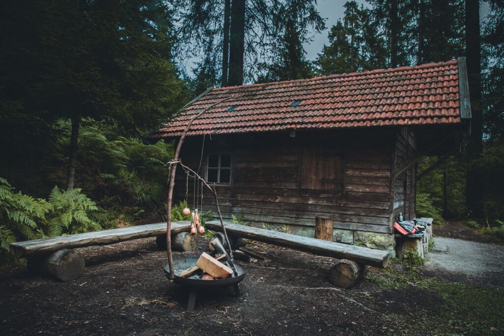 Wooden hut in a German forest