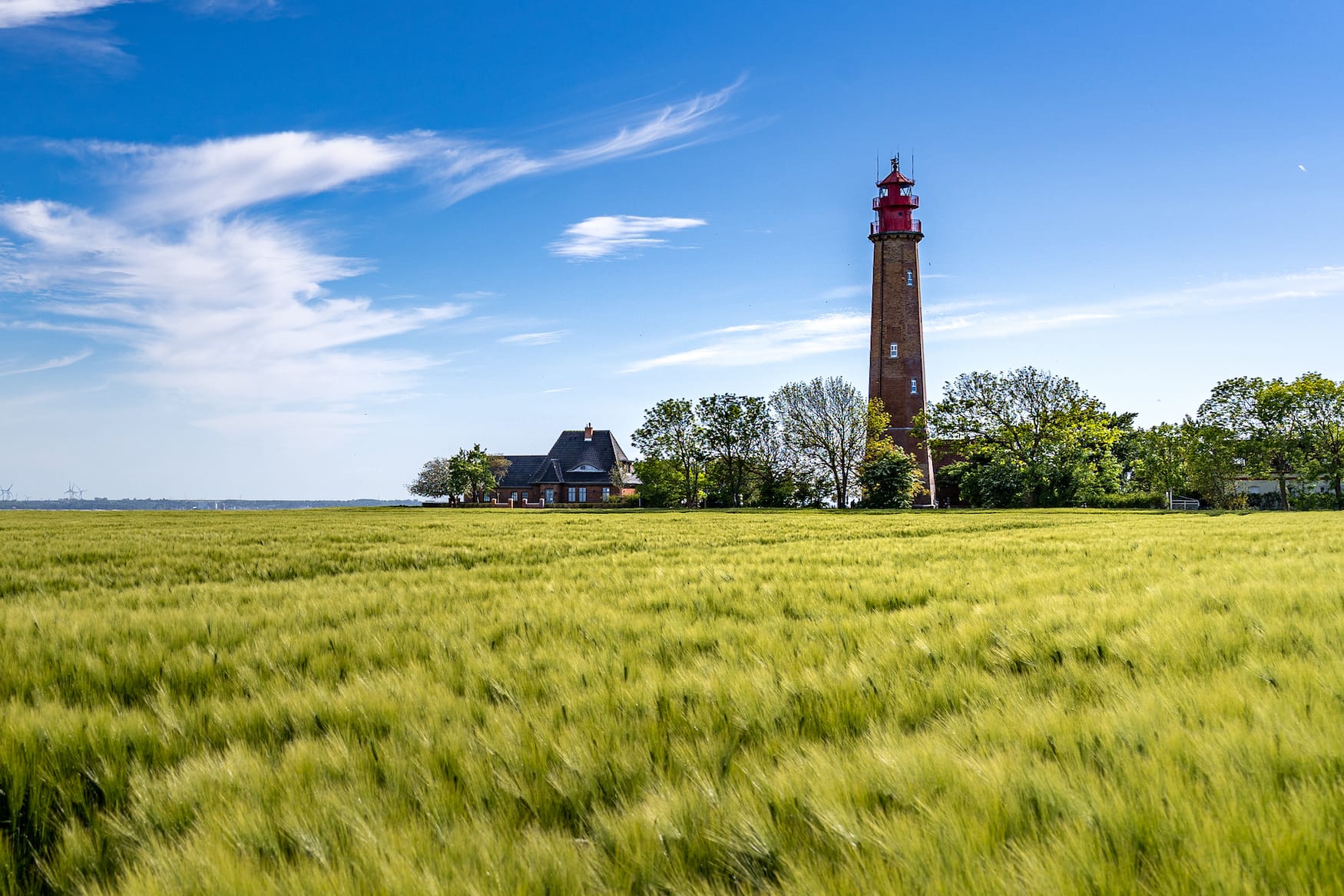 The beautiful Lighthouse On The Isle Of Fehmarn at the Baltic Sea in Germany.