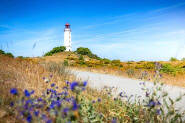 Leuchtturm an Küste in Mecklenburg-Vorpommern