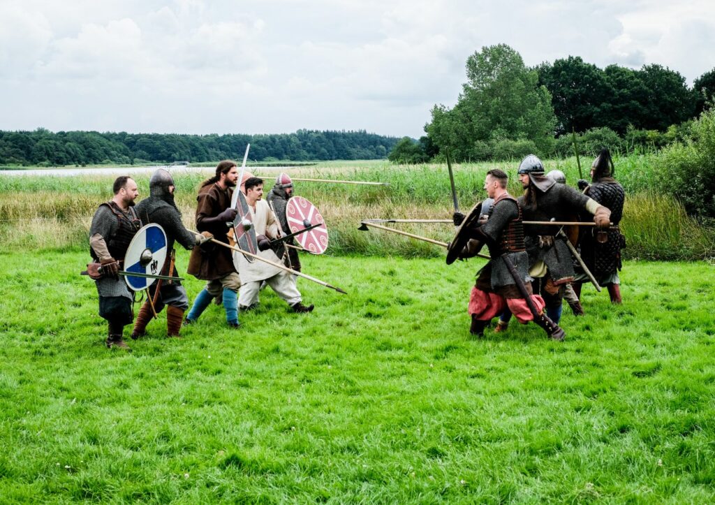 Viking reenactment in Haithabu in Schleswig-Holstein