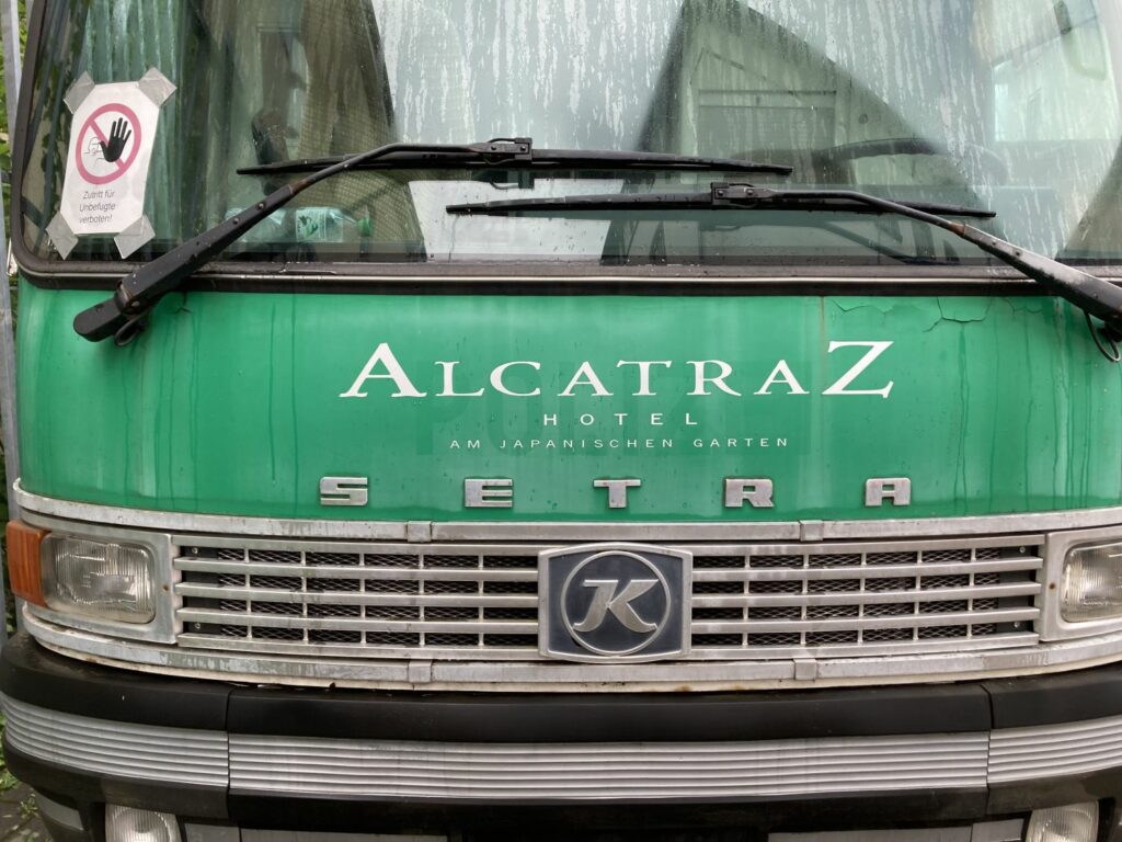 Truck with the slogan "Alcatraz" at the hotel
