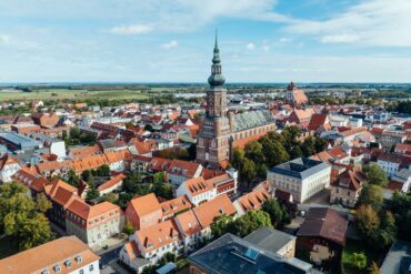 Die Hansestadt Greifswald aus der Vogelperspektive