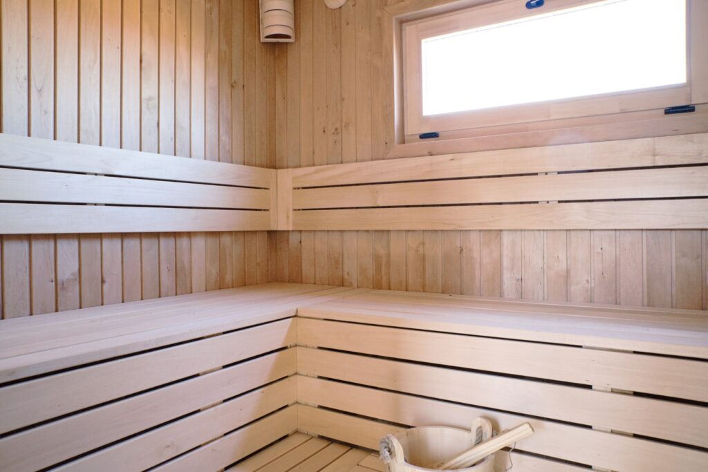 Interior view of a sauna in Skan-Park