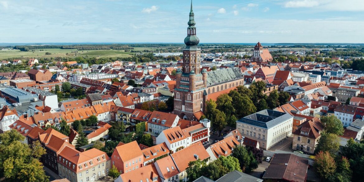 A bird's eye view of the Hanseatic city of Greifswald