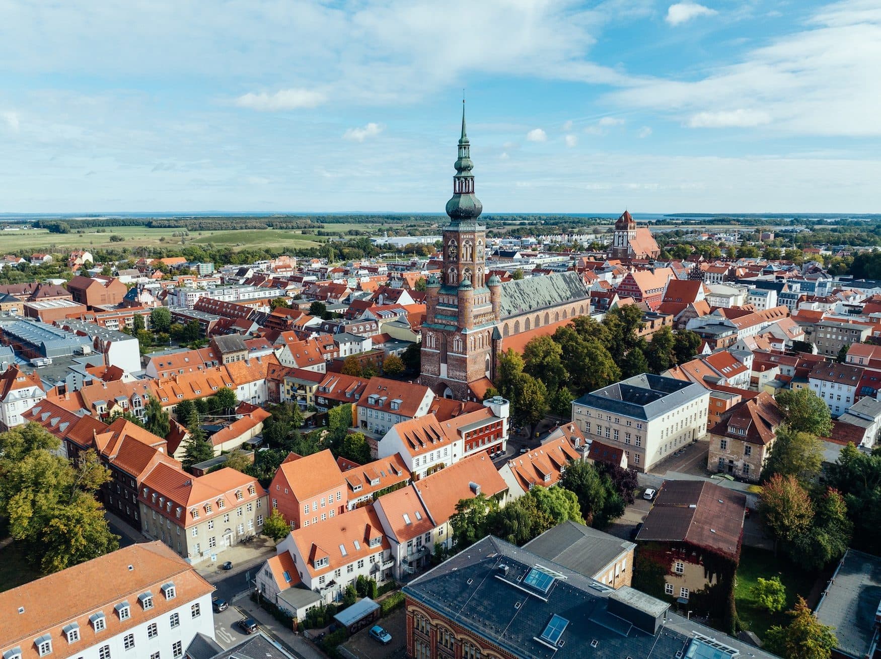 A bird's eye view of the Hanseatic city of Greifswald