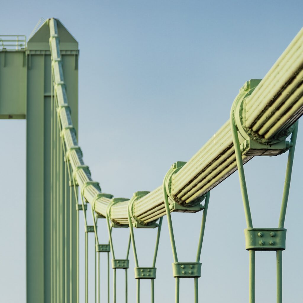 Close-up of the steel cables on the Rodenkirchener Bridge in Cologne