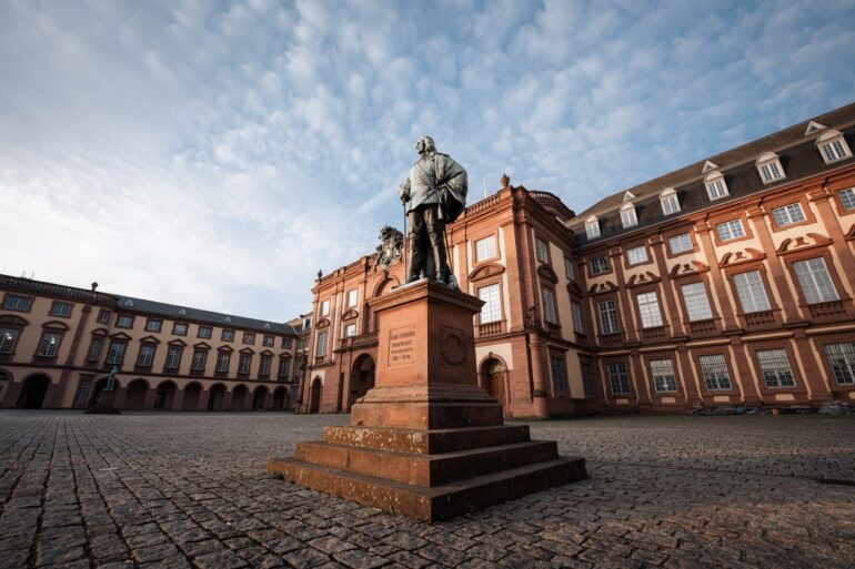 Mannheim Palace with statue of Elector Karl Ludwig