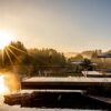 Outdoor area with lake at the wellness hotel Pfalzblick Wald Spa Resort