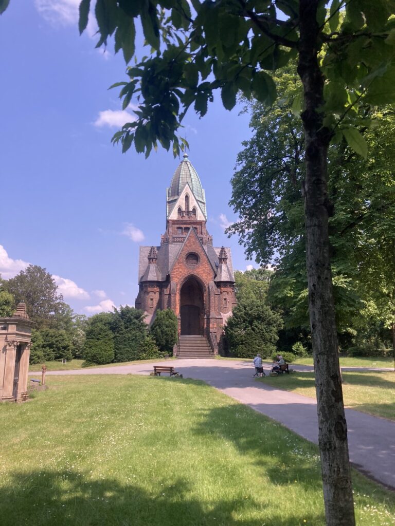 The neo-Gothic mausoleum in the Sternbuschweg Cemetery in Duisburg