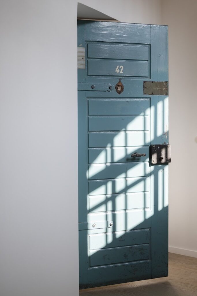 A metal door at the Wilmina Hotel