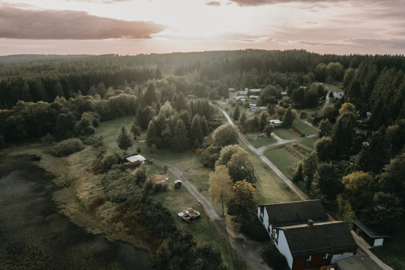 Der Platz Wildwood Camping im Harz aus der Vogelperspektive