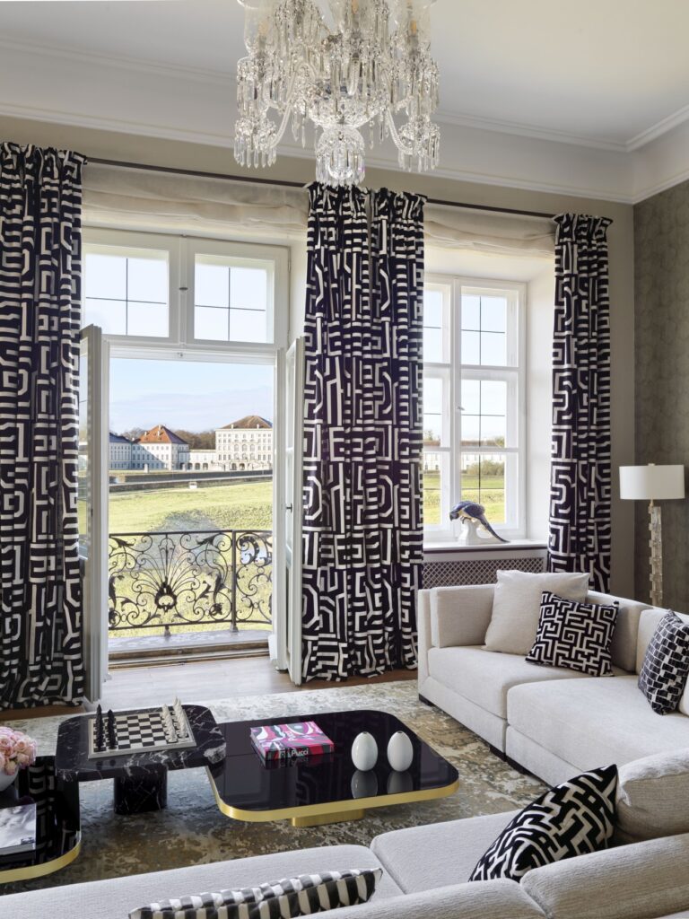 A seating area at the Langham Nymphenburg Residence in Munich